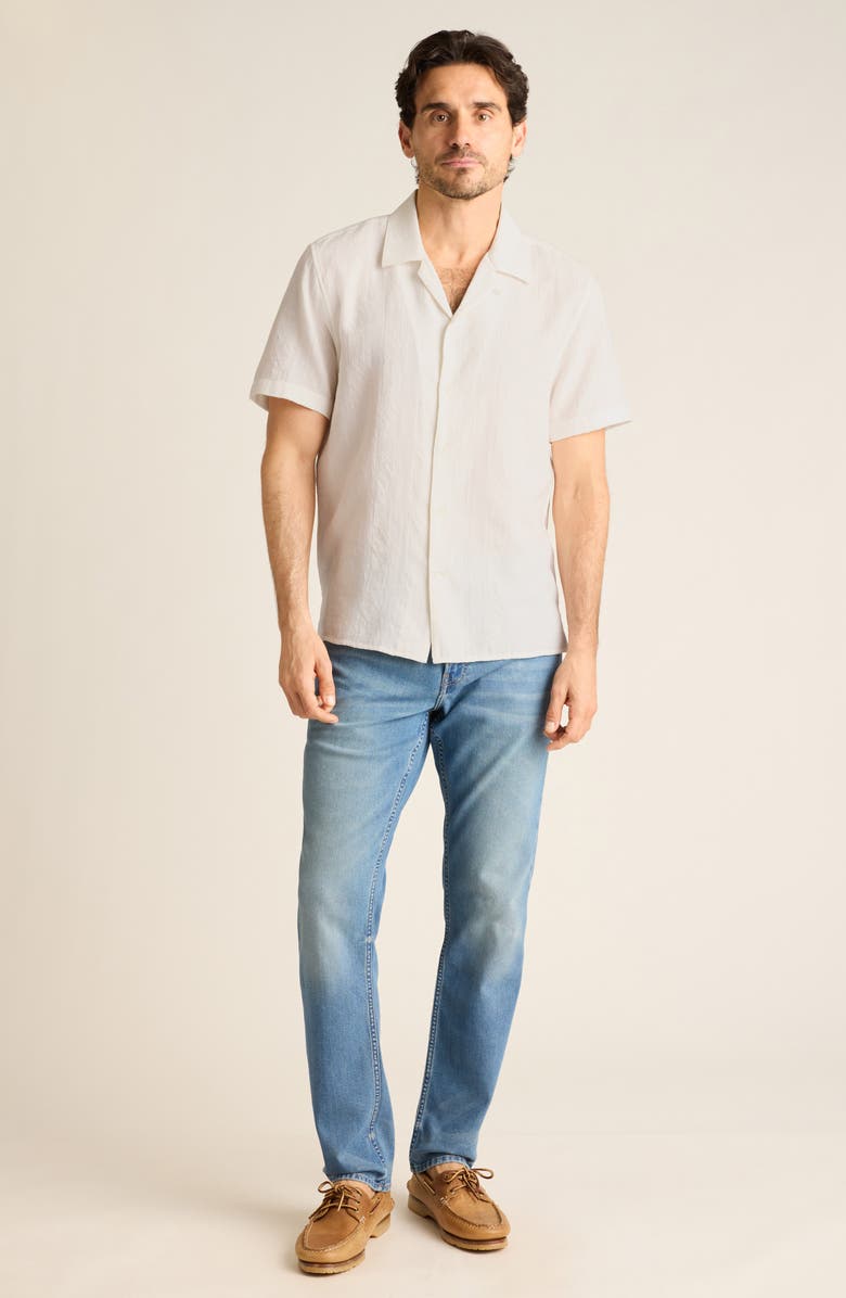 Bonobos Riviera Cotton Jacquard Camp Shirt, Alternate, color, Alan Geo Dobby As Header White