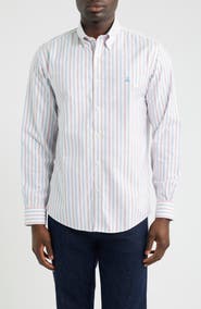 Brooks Brothers Stripe Non-Iron Oxford Cotton Button-Down Shirt