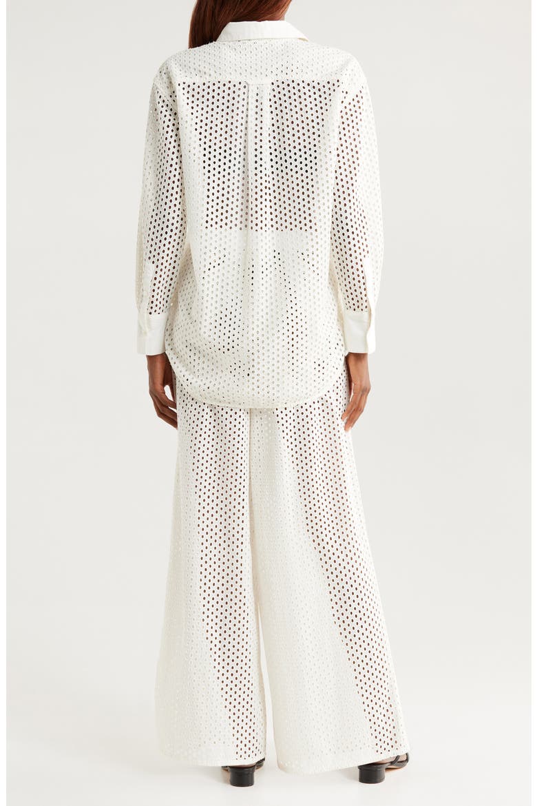 The Bronte Embroidered Eyelet Long Sleeve Cover-Up Tunic Shirt, Alternate, color, BRULE
