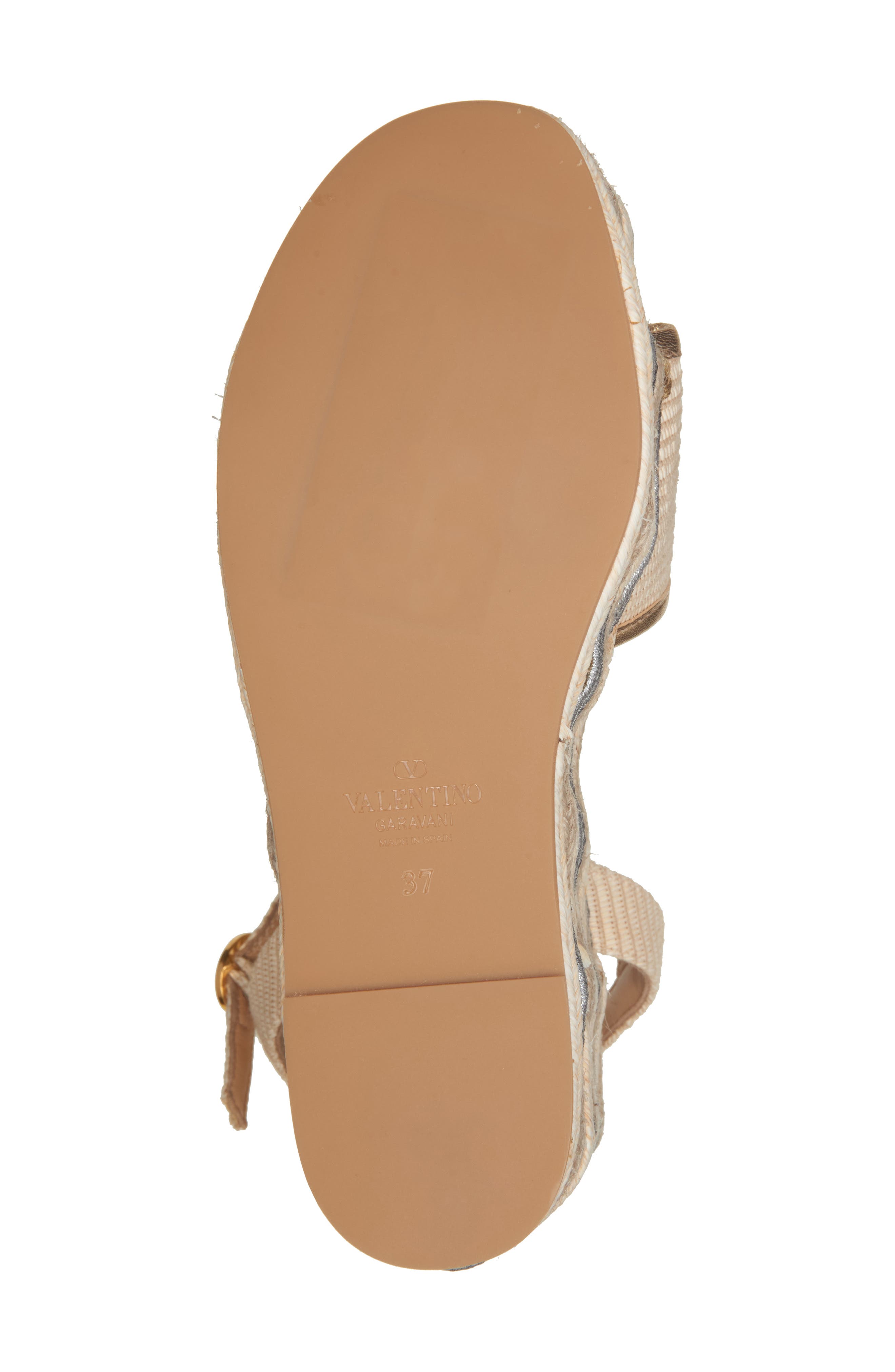 Valentino Garavani VLOGO Espadrille Wedge Sandal, Alternate, color, Natural