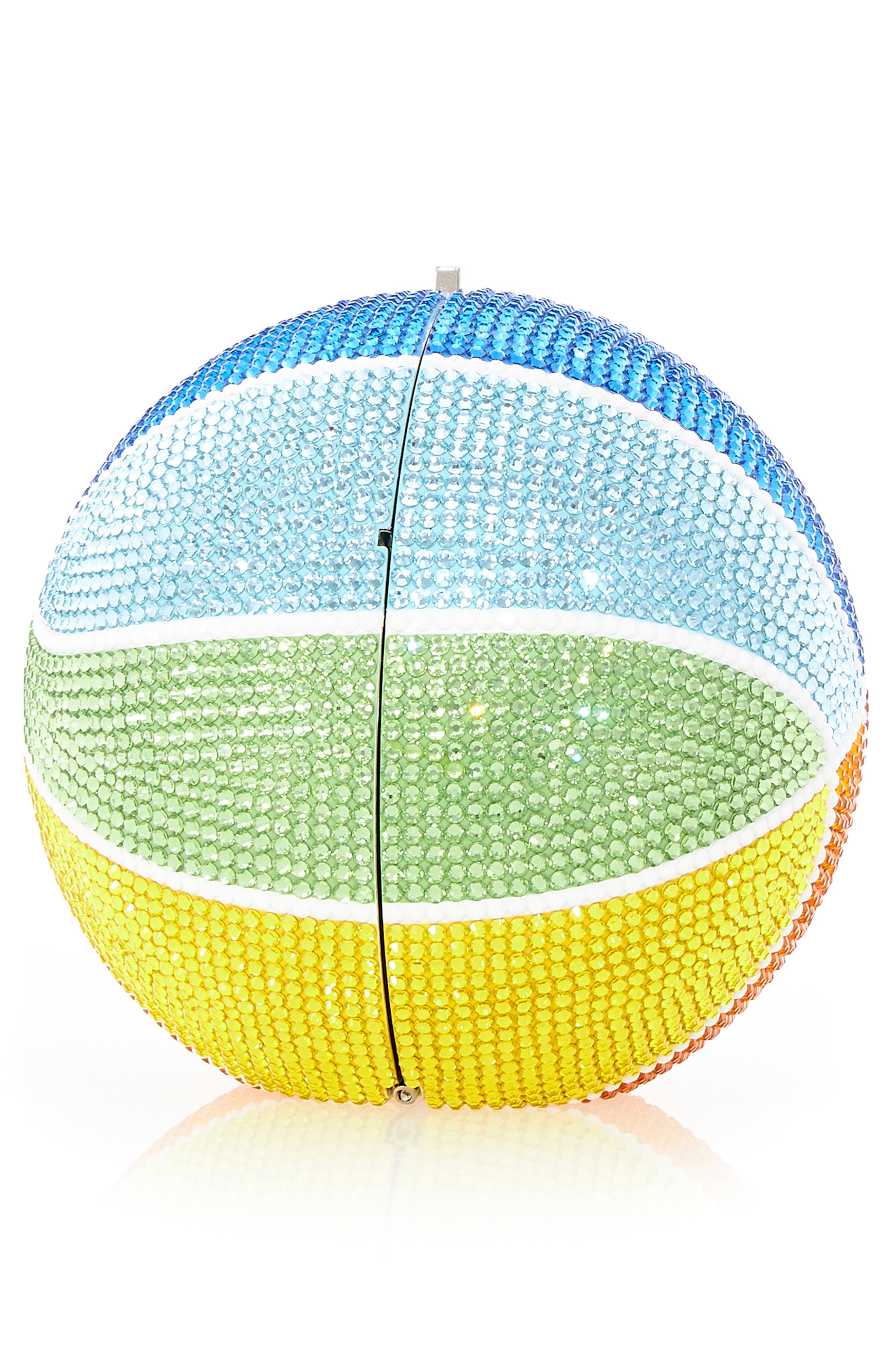 JUDITH LEIBER COUTURE Rainbow Crystal Basketball Clutch, Alternate, color, 