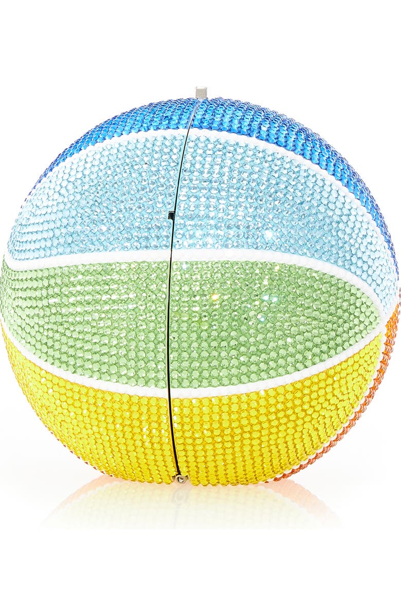 JUDITH LEIBER COUTURE Rainbow Crystal Basketball Clutch, Alternate, color,