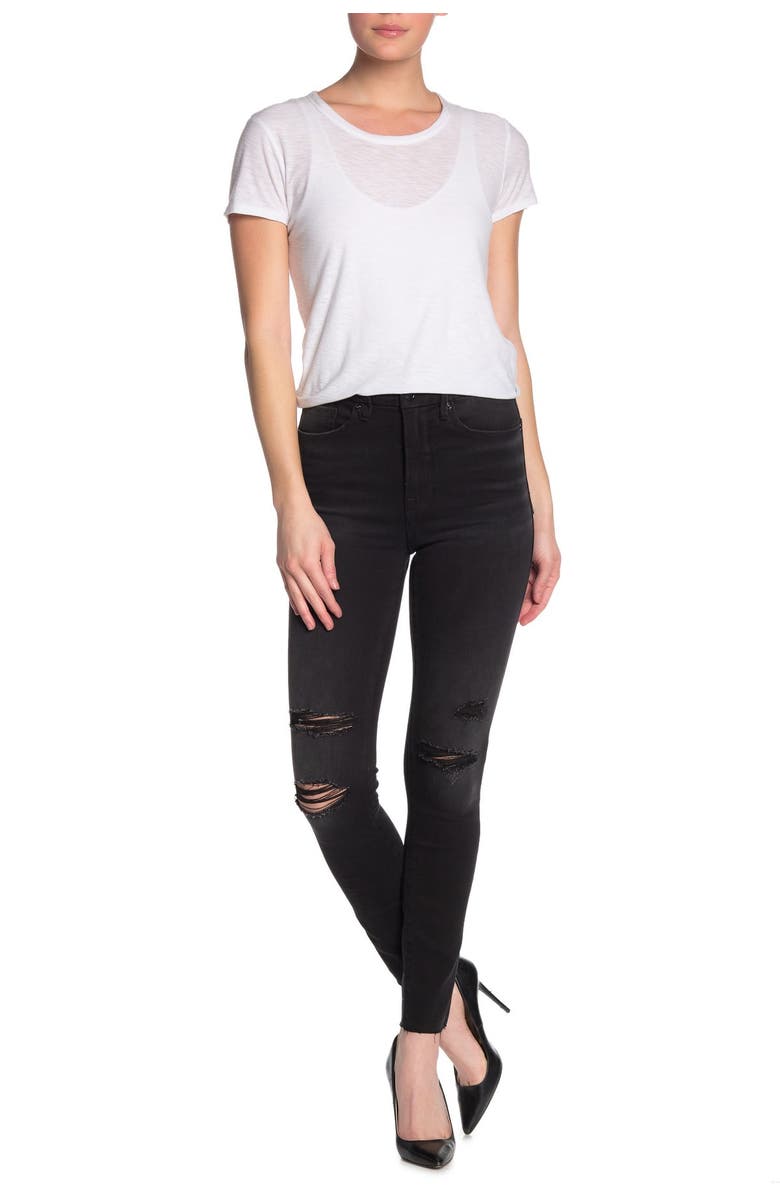 Good American Good Waist Raw Edge Skinny Jeans, Alternate, color,