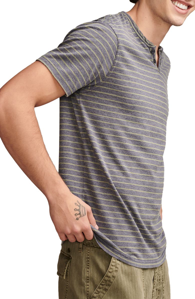 Lucky Brand Venice Stripe Button Neck T-Shirt, Alternate, color,