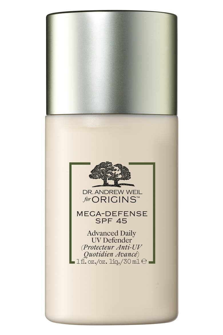 Dr. Andrew Weil for Origins™ Mega-Defense Advanced Daily UV Defender SPF 45 Sunscreen, Main, color, NO COLOR