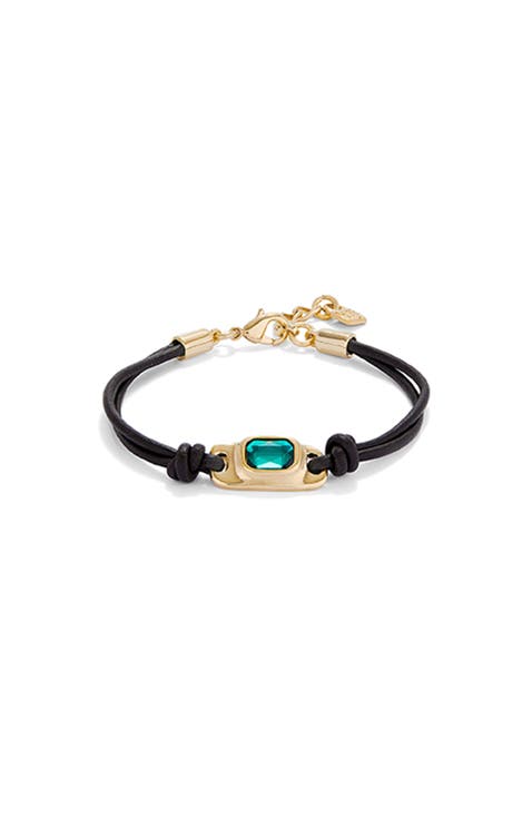 18K Gold-Plated Leather Bracelet