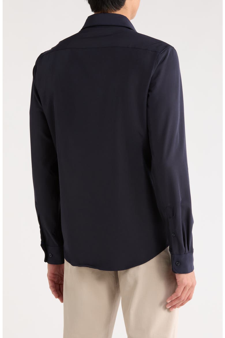 Solid Tech Button-Up Shirt, Alternate, color, NAVY
