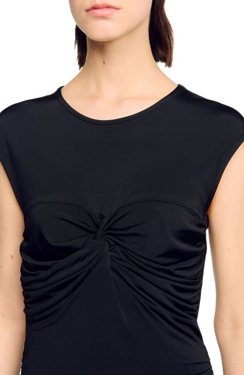 Sandro Draped Maxi Dress In Black