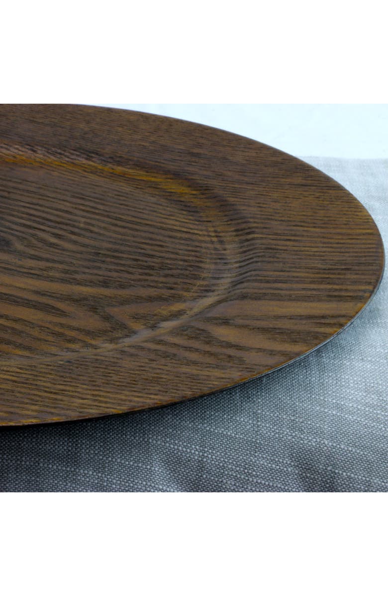 Gibson Home Feri 13" Wooden Skin Luxe Chargers, Set of 12, Alternate, color, Dark Brown