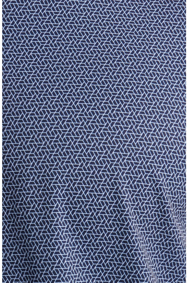 Trim Fit Hexagon Print Short Sleeve Performance Button-Up Shirt, Alternate, color, NAVY