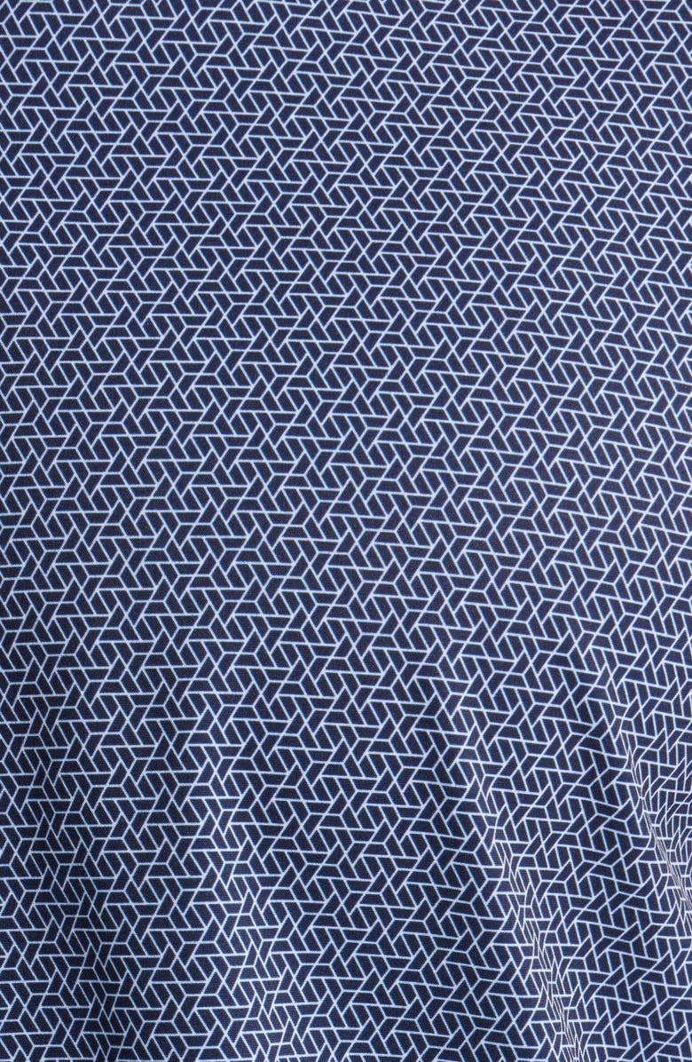 W.R.K Linked Hexagon Geo Print Short Sleeve Performance Button-Up Shirt, Alternate, color, Navy