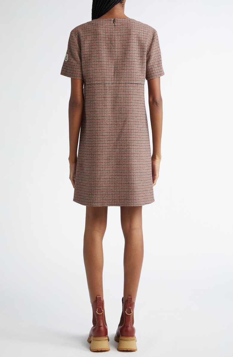 Moncler Houndstooth Check Virgin Wool Blend Dress, Alternate, color, 
