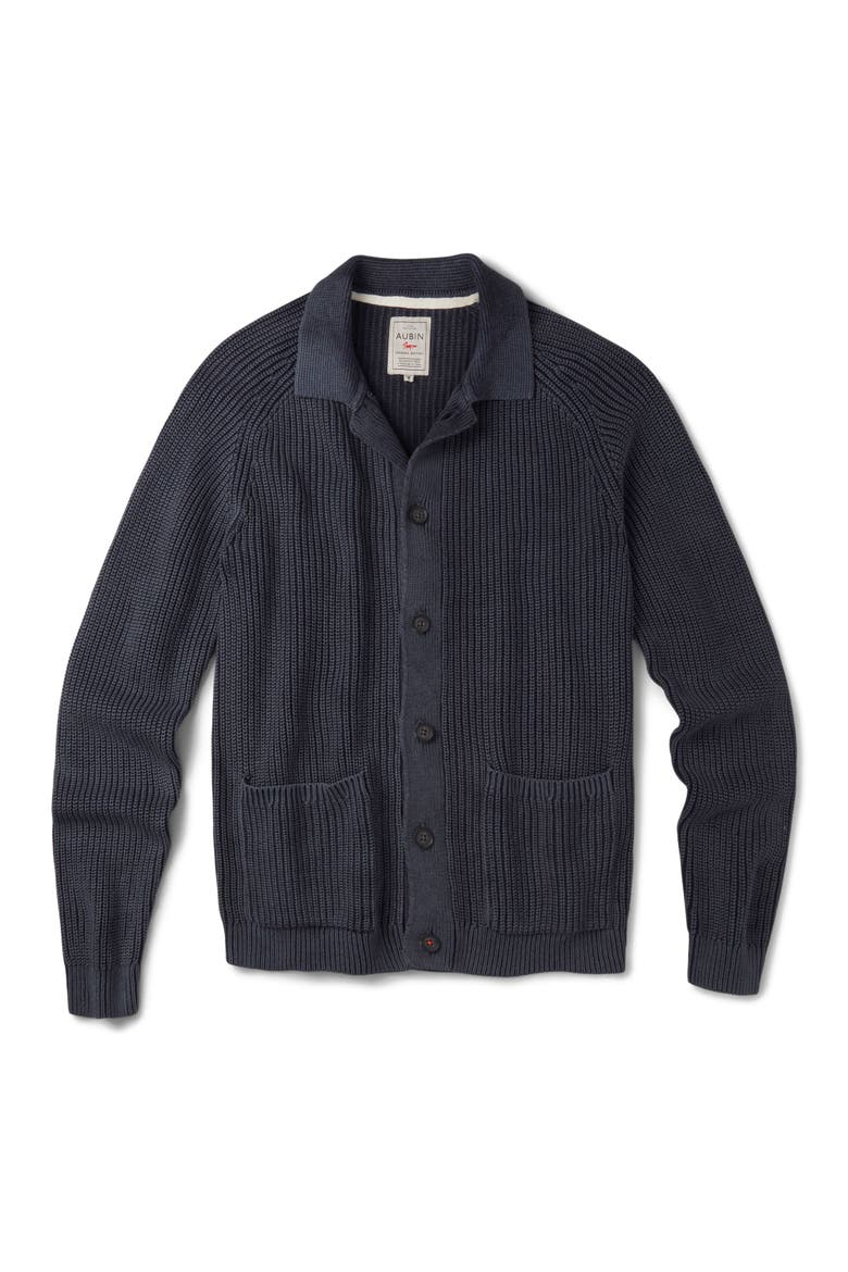 Martin Long Sleeve Collared Cardigan, Alternate, color, Navy