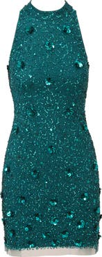 Adrianna Papell Floral Appliqué & Bead Detail Cocktail Sheath Dress