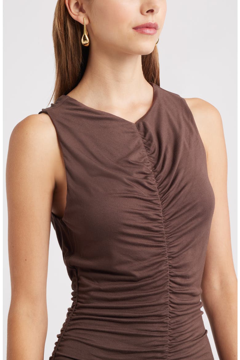 Ruched Sleeveless Maxi Dress, Alternate, color, BROWN SEAL