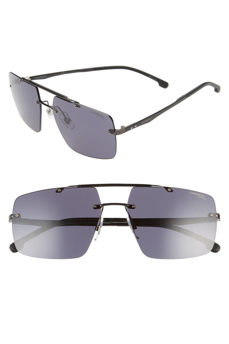 61mm Aviator Sunglasses, Main, color, BLACK