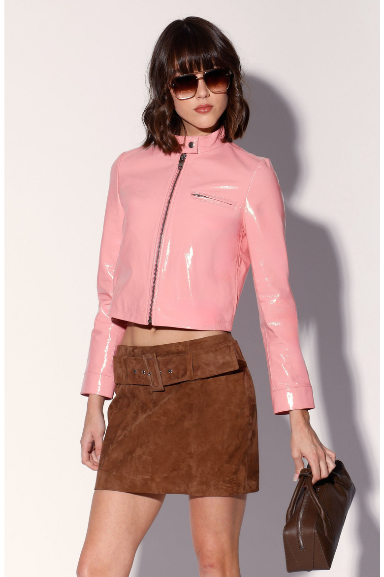 Vivian Leather Skirt, Main, color, Chestnut Suede