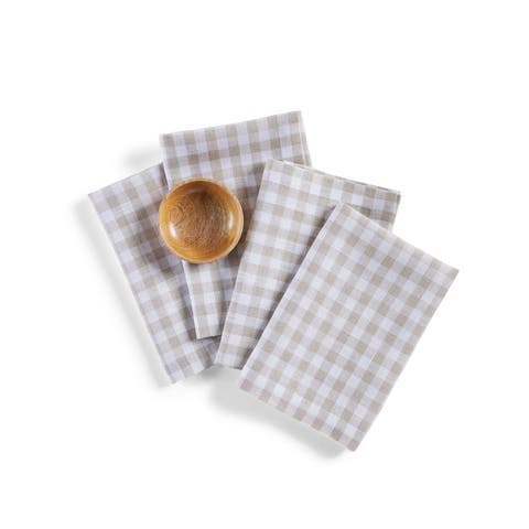 Linen Dinner Napkins Set of 4, 20 x 20 Inch for Dining Table, Holiday and Everyday Table Decor - Gingham Check