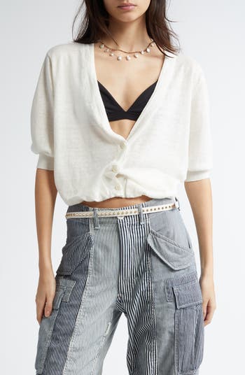 ジャケット R13 ELBOW CARDIGAN R13 Elbow Sleeve Balloon Bubble Hem Linen Cardigan | Nordstrom
