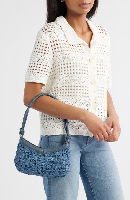 Sam Edelman Layla Floral Raffia Shoulder Bag In Blue