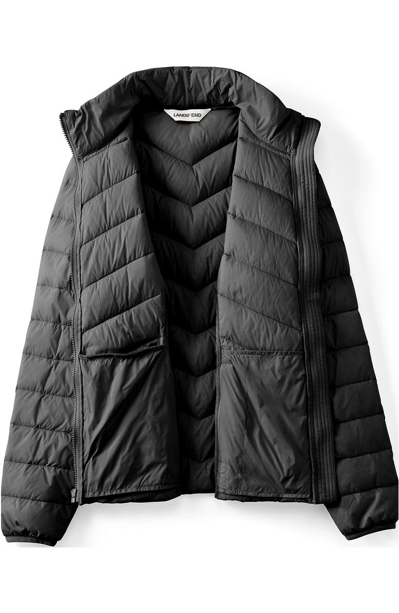 Lands' End Wanderweight Ultralight Packable Chevron Quilted Down Jacket, Alternate, color, Black