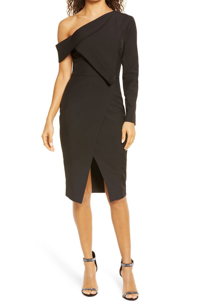 Lavish Alice Folded Detail One Shoulder Cocktail Dress, Main, color,