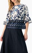 IVONNE Floral Blouse with Sleeve Ruffles