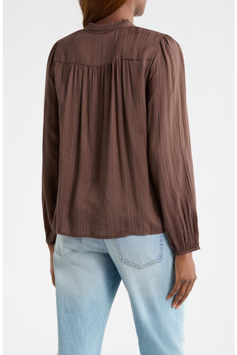 Shine Button Front Top, Alternate, color, CHOCOLATE BROWN