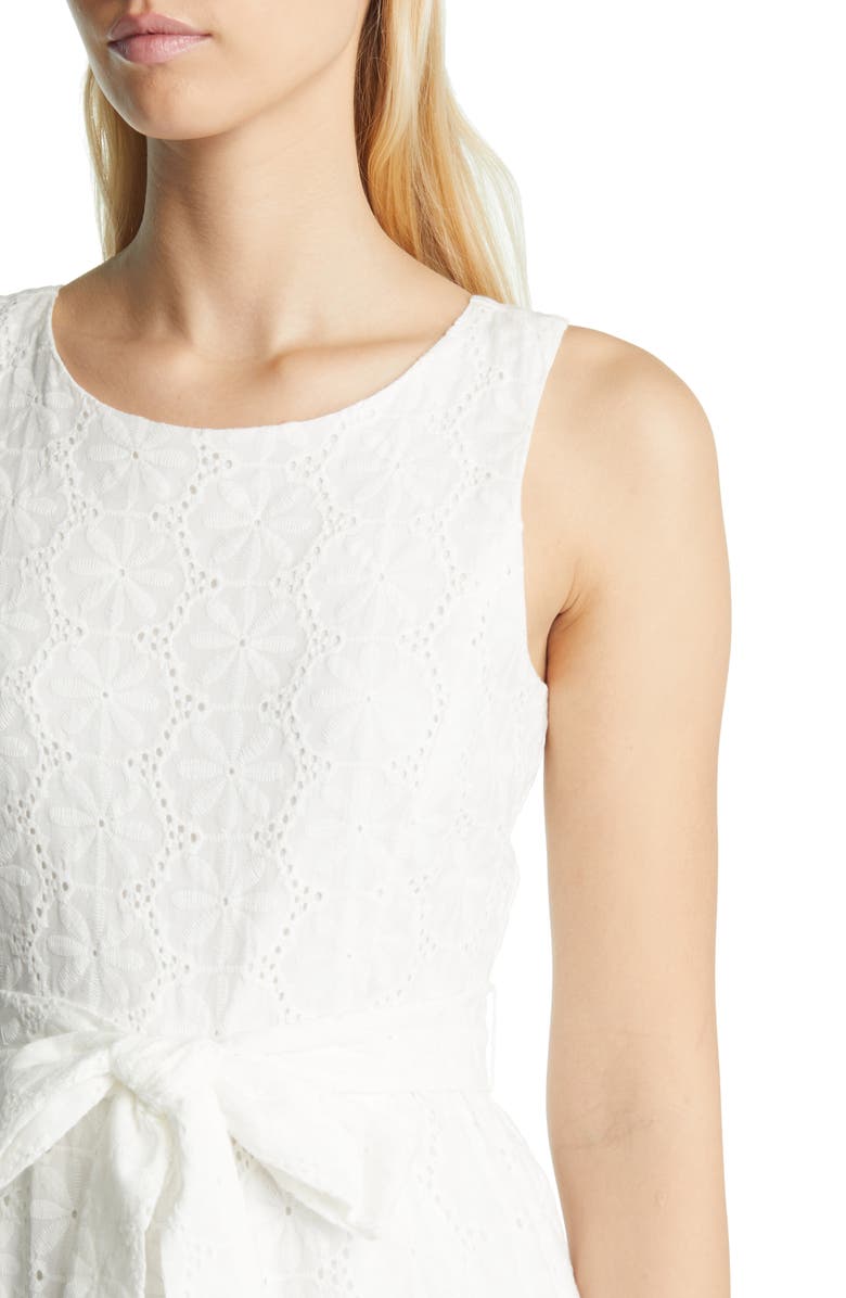 Tahari ASL Sleeveless Eyelet Tiered Dress, Alternate, color, 