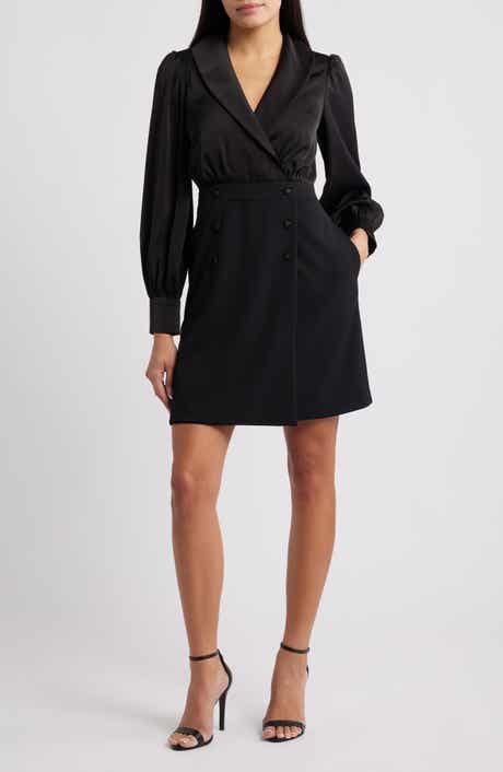 Eliza J Shawl Collar Balloon Sleeve Dress