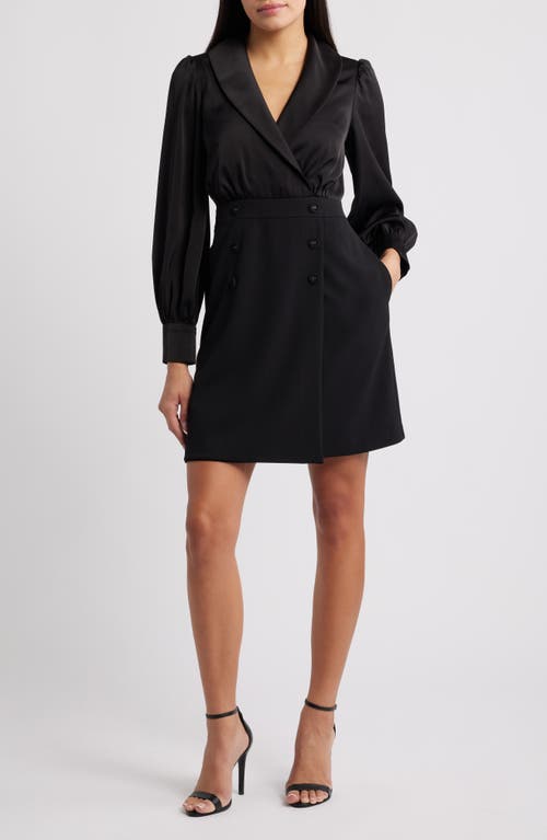 Eliza J Shawl Collar Balloon Sleeve Dress In Black
