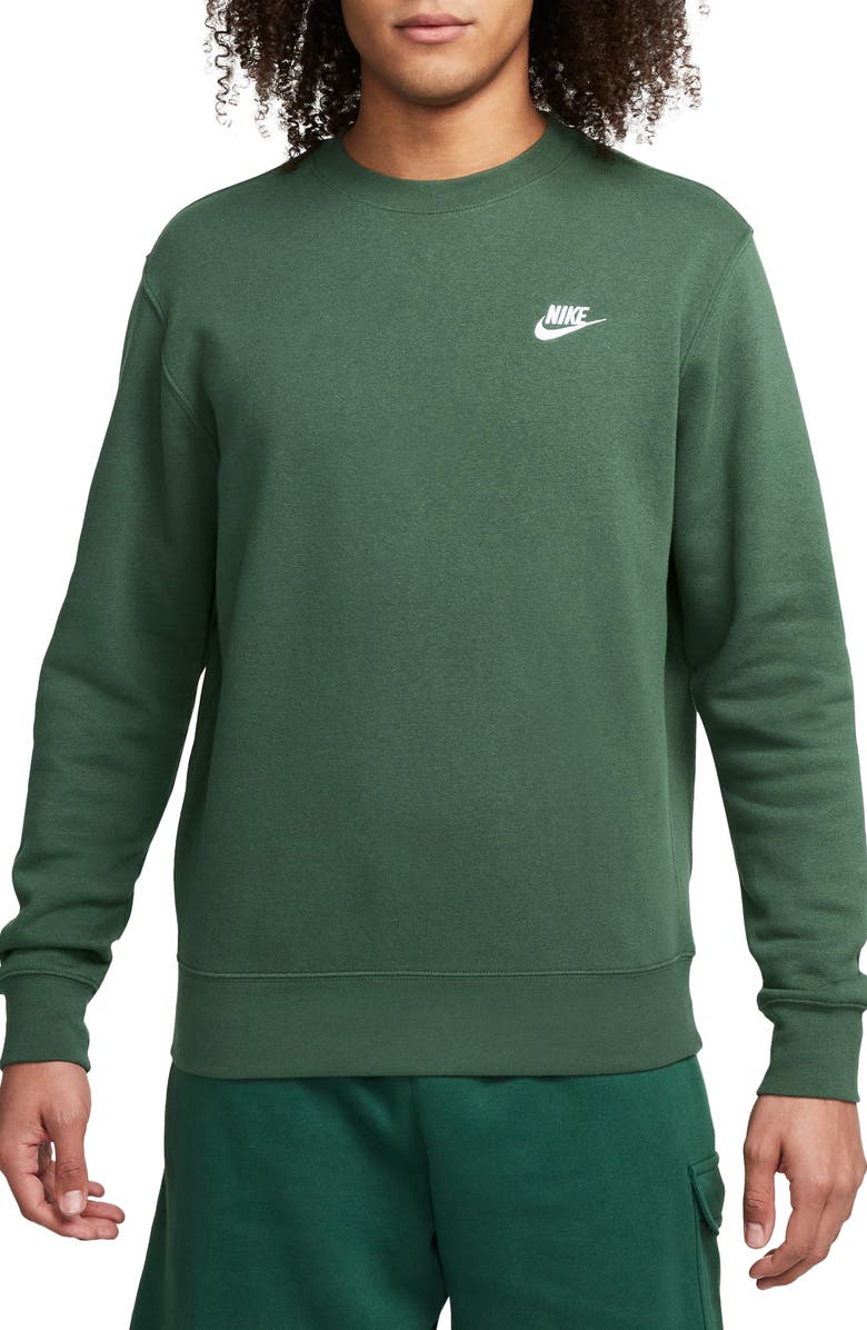 Nike Men's Club Crewneck Sweatshirt, Main, color, Fir/ White