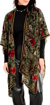SAACHI Floral Velvet Burnout Ruana