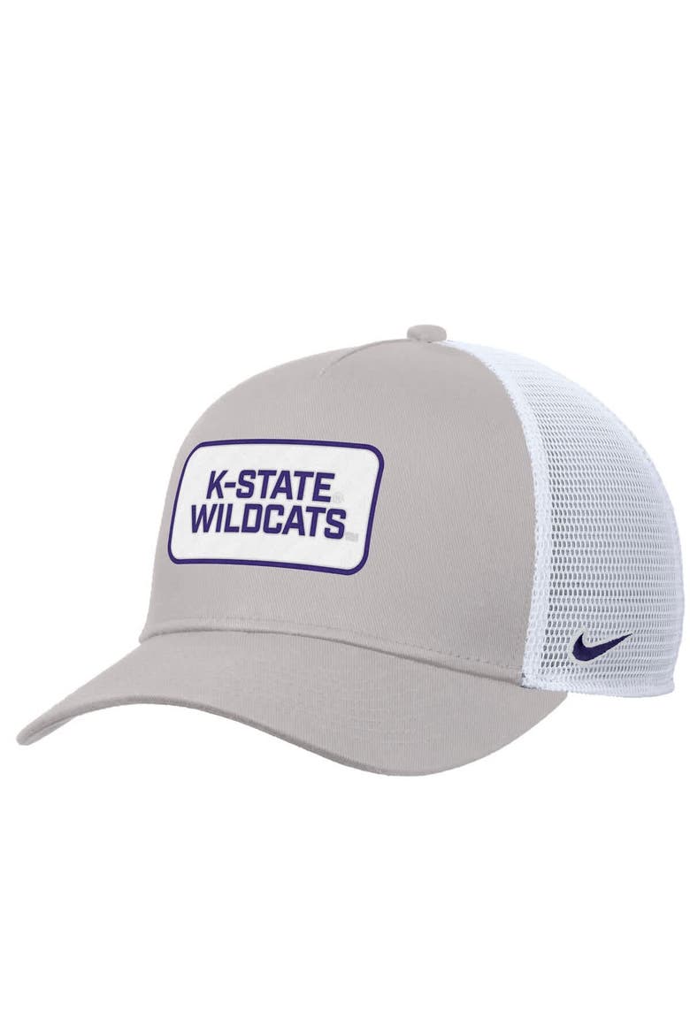Men's Nike Pewter Kansas State Wildcats 2025 On-Field Rise Trucker Performance Adjustable Hat, Main, color, Pewter