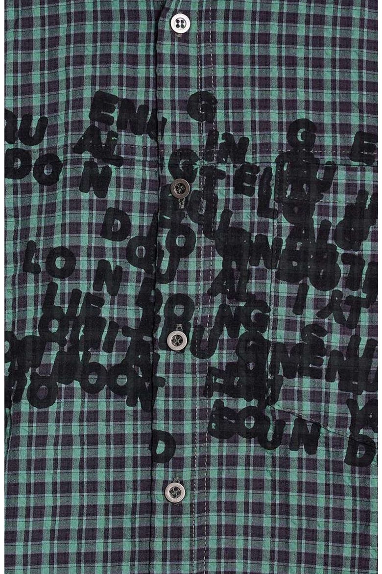 Check Oversize Cotton Button-Up Shirt, Alternate, color, GREEN