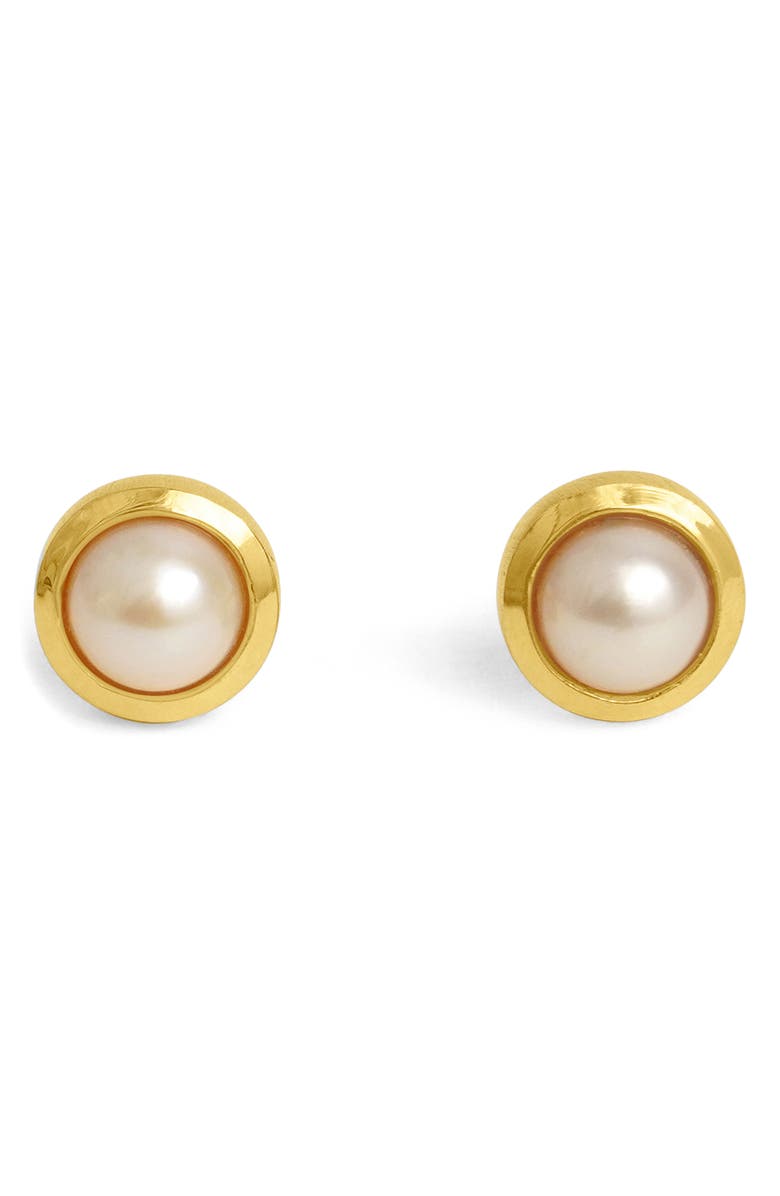 Dean Davidson Signature Genuine Freshwater Pearl Stud Earrings, Alternate, color, Yellow Gold/ Pearl