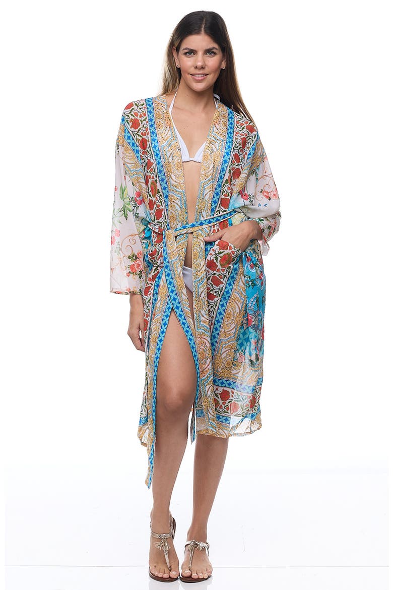 Floral Pocket Cover-Up Duster, Alternate, color, BLUE