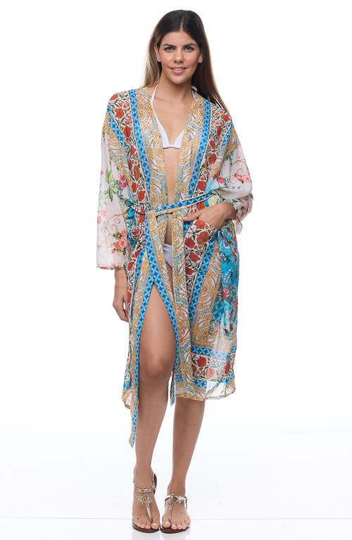 Ranee's Ranees Floral Pocket Cover-up Duster In Blue