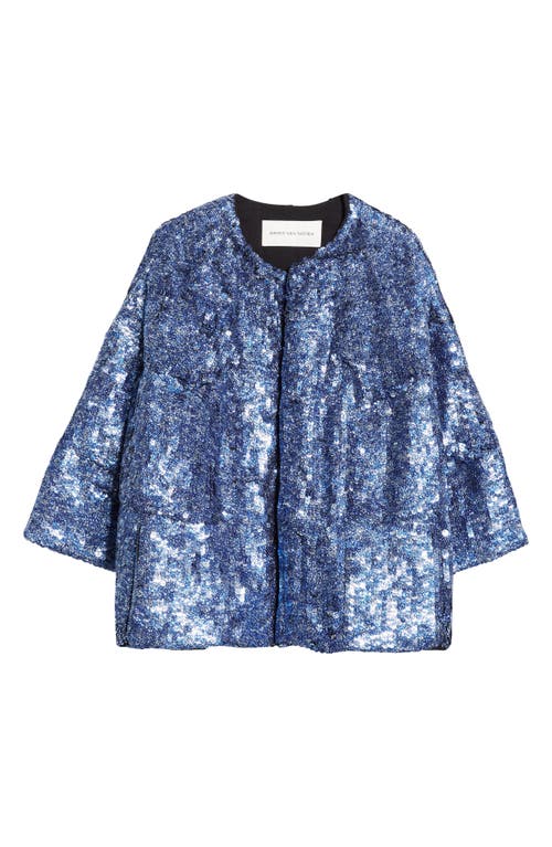 Dries Van Noten Womens Blue Violini Sequin-embellished Padded Crepe Jacket In Blue