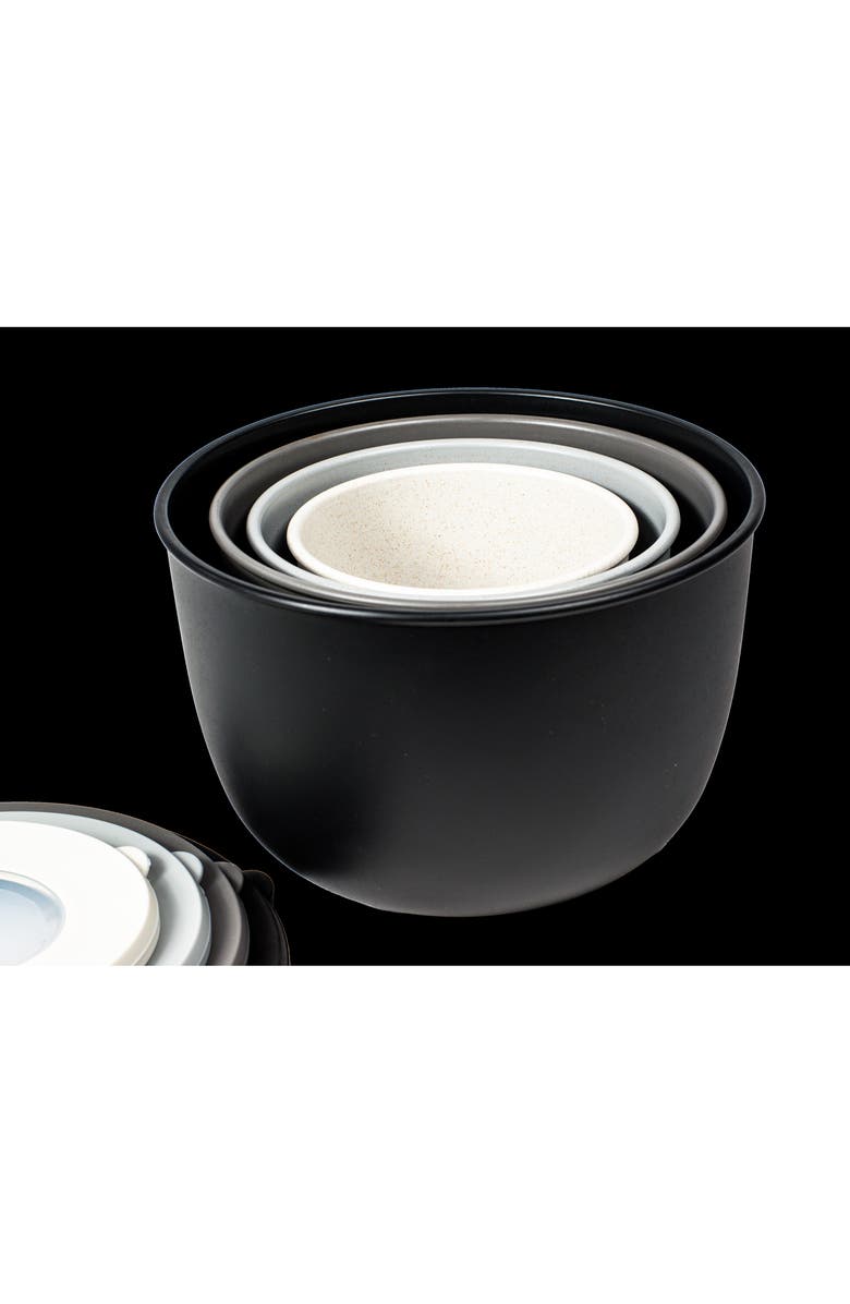 TarHong Set of 4 Stackable Melamine Mixing Bowls, Alternate, color, Grey Multi