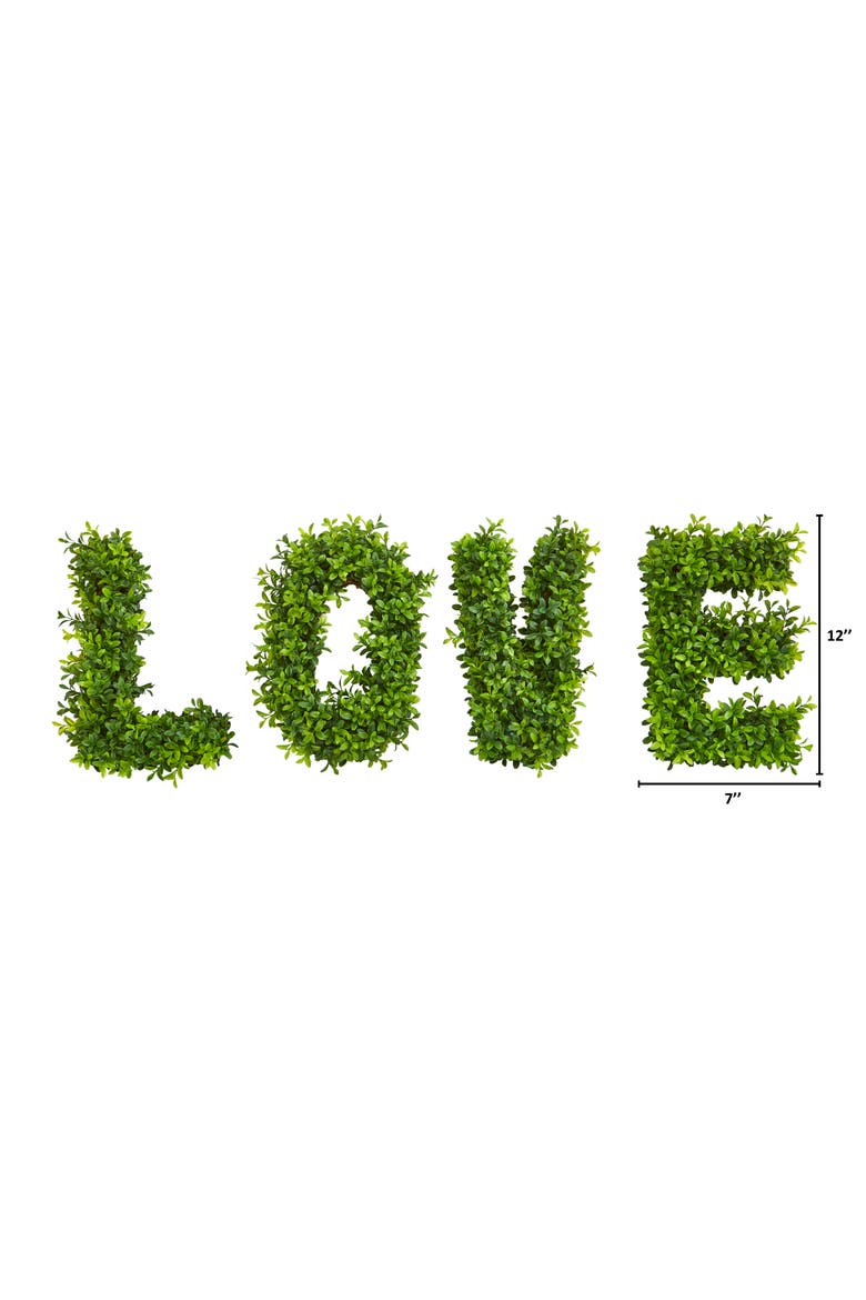LOVE Boxwood Artificial Wall Decoration, Alternate, color, Green