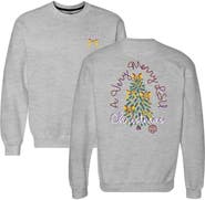 IMAGE ONE Women's Heather Gray LSU Tigers Classic Merry Christmas Tree Crewneck Sweatshirt