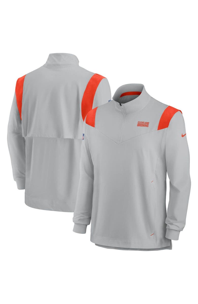 Nike Men's Nike Gray Cleveland Browns 2021 Sideline Coaches Repel Quarter-Zip Jacket, Main, color, 