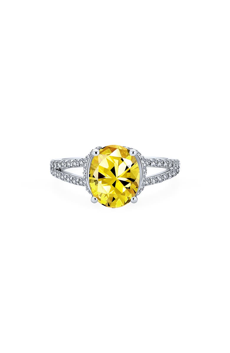 BLING JEWELRY Sterling Silver Cubic Zirconia Split Pave Shank Band Engagement Ring, Main, color, 