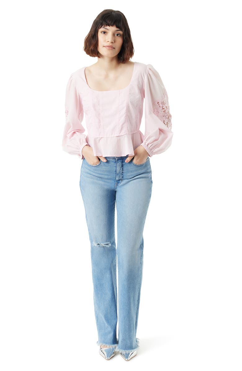 Sam Edelman Lainey Lace Accent Cotton Peplum Top, Alternate, color, Sweet Lilac