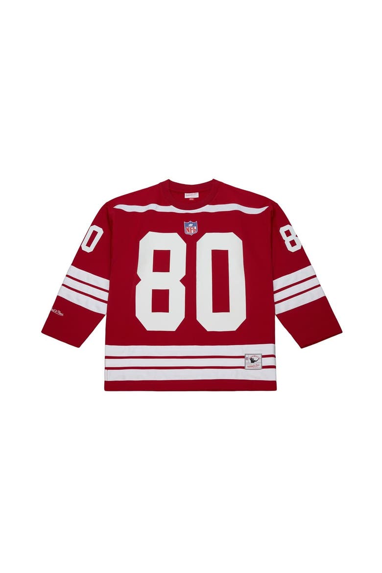 Men's Mitchell & Ness Jerry Rice Scarlet San Francisco 49ers Maxxed Out Fashion Hockey Jersey, Alternate, color, Scarlet