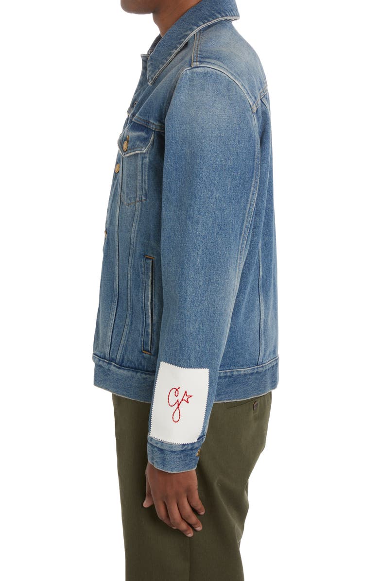 Golden Goose Logo Patch Denim Jacket, Alternate, color, Medium Blue