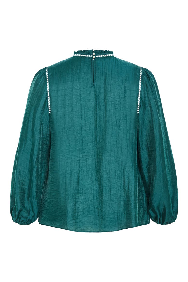 Lorelai Open Stitch Satin Top, Alternate, color, EMERALD