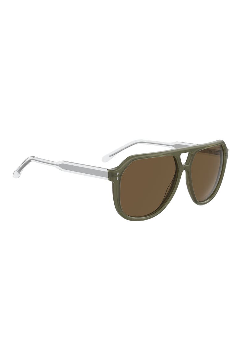 60mm Pilot Sunglasses, Alternate, color, KHAKI/ D2