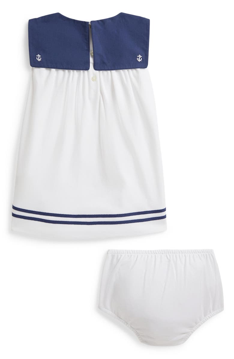 Ralph Lauren Cotton Interlock Sailor Dress & Bloomers Set, Alternate, color, White